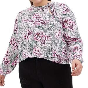 Torrid Georgette Bow Tie Blouse Size 2X Floral Print Bow Neckline Career Top NWT